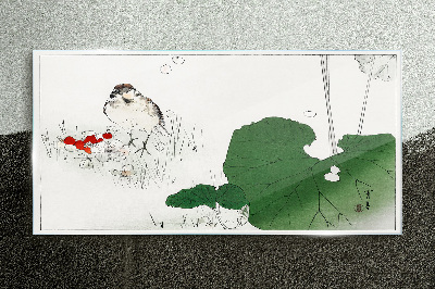 Tableau imprimé sur verre Un invité ailé dans un cadre verdoyant