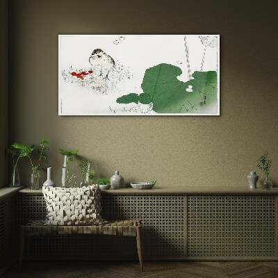 Tableau imprimé sur verre Un invité ailé dans un cadre verdoyant