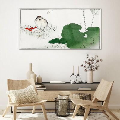 Tableau imprimé sur verre Un invité ailé dans un cadre verdoyant