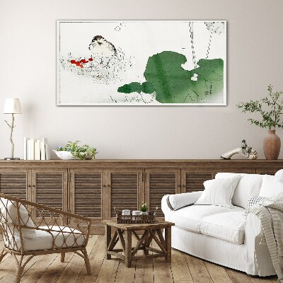 Tableau imprimé sur verre Un invité ailé dans un cadre verdoyant