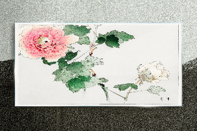 Tableau imprimé sur verre Composition florale avec pivoine rose