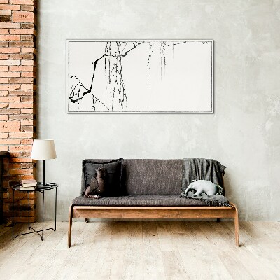 Tableau en verre Branches délicates aux tons monochromes