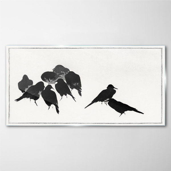 Tableau sur verre Oiseaux noirs sur fond blanc