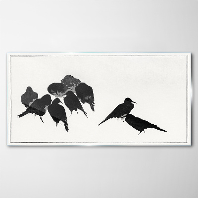 Tableau sur verre Oiseaux noirs sur fond blanc