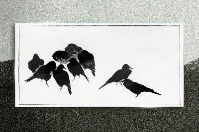Tableau sur verre Oiseaux noirs sur fond blanc