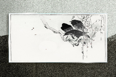 Tableau imprimé sur verre Oiseaux noirs sur une branche