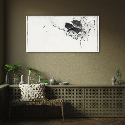 Tableau imprimé sur verre Oiseaux noirs sur une branche