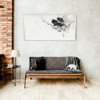 Tableau imprimé sur verre Oiseaux noirs sur une branche