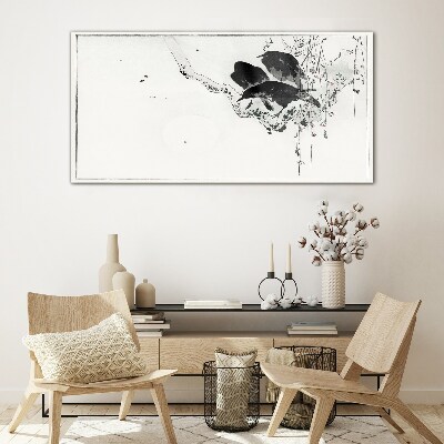 Tableau imprimé sur verre Oiseaux noirs sur une branche
