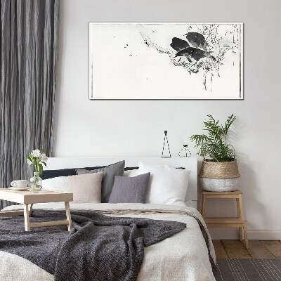 Tableau imprimé sur verre Oiseaux noirs sur une branche