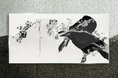 Tableau verre imprimé Un oiseau noir sur fond de nature