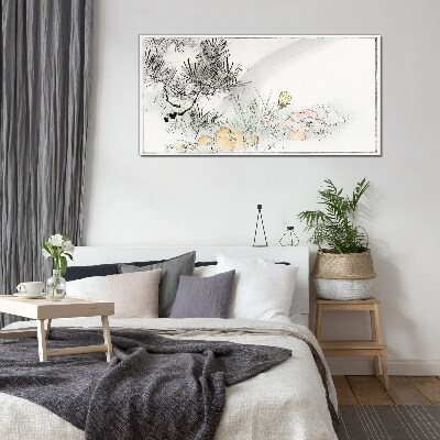 Tableau photo sur verre Paysage floral avec un papillon