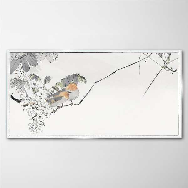 Tableau imprimé sur verre Oiseaux sur une branche