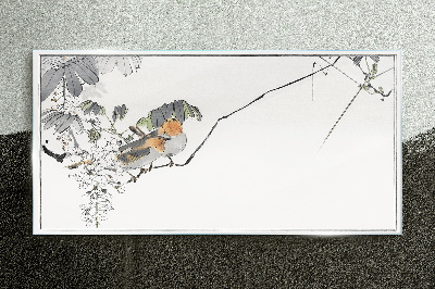 Tableau imprimé sur verre Oiseaux sur une branche