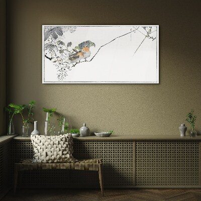 Tableau imprimé sur verre Oiseaux sur une branche