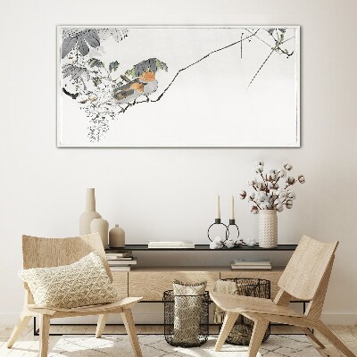 Tableau imprimé sur verre Oiseaux sur une branche