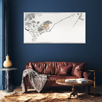 Tableau imprimé sur verre Oiseaux sur une branche