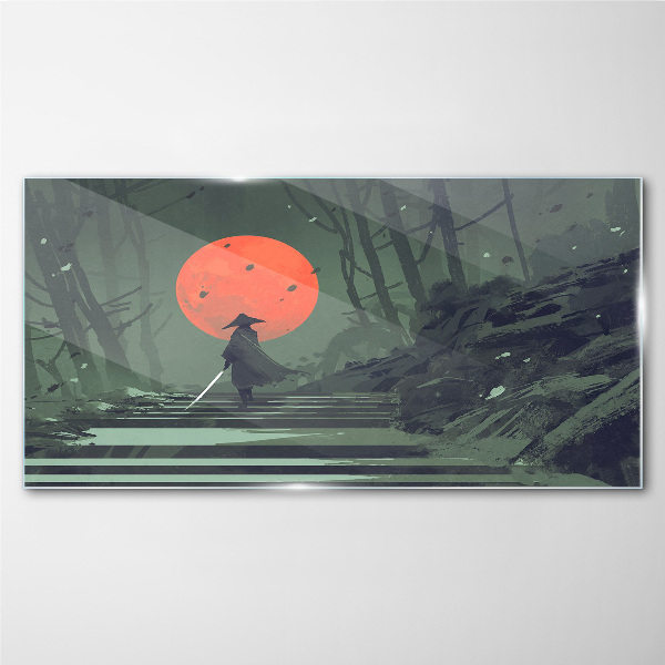 Tableau photo sur verre Samouraï à l'ombre du soleil levant
