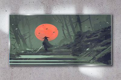 Tableau photo sur verre Samouraï à l'ombre du soleil levant