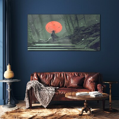 Tableau photo sur verre Samouraï à l'ombre du soleil levant