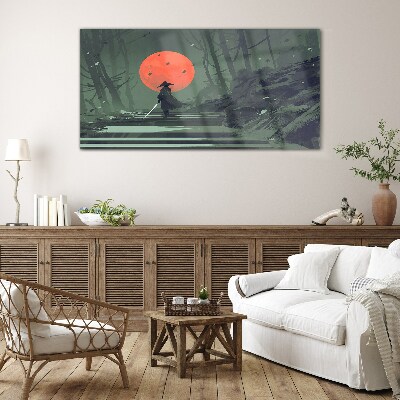 Tableau photo sur verre Samouraï à l'ombre du soleil levant