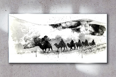 Tableau en verre Caravane en noir et blanc