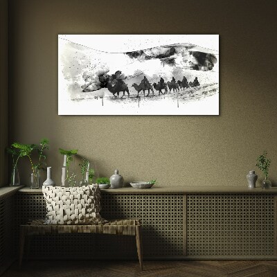 Tableau en verre Caravane en noir et blanc