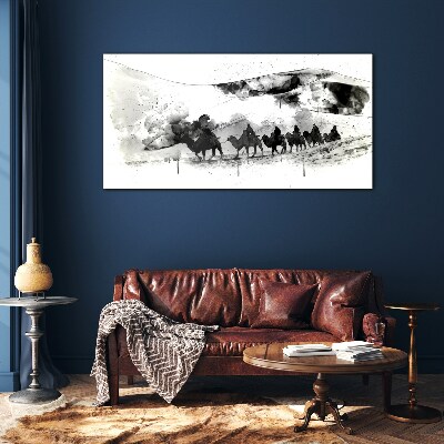 Tableau en verre Caravane en noir et blanc