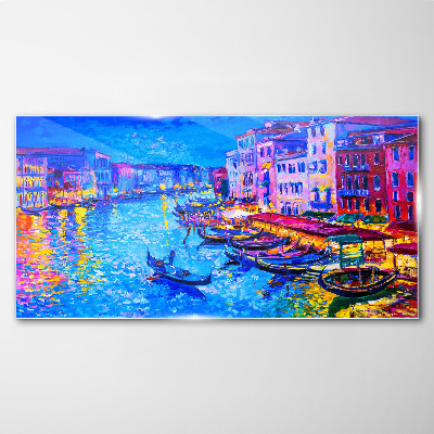 Tableau sur verre Une nuit vénitienne dans un feu d'artifice de couleurs