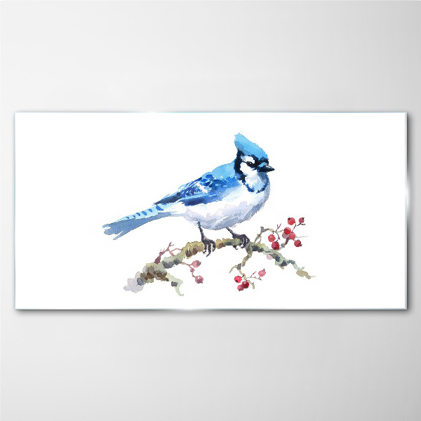 Tableau imprimé sur verre Merle bleu sur une branche