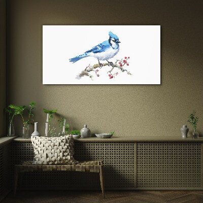 Tableau imprimé sur verre Merle bleu sur une branche
