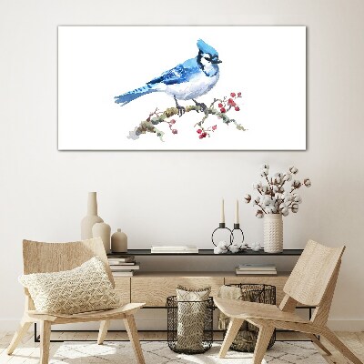 Tableau imprimé sur verre Merle bleu sur une branche
