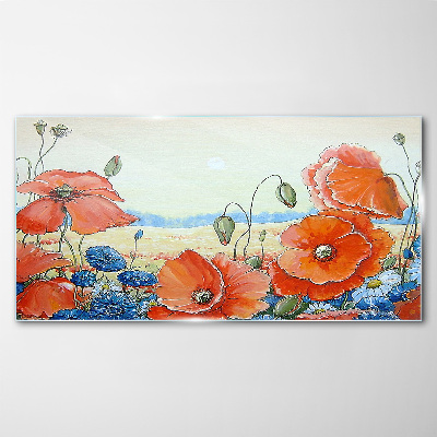 Tableau verre imprimé Un paysage floral aux couleurs pastel