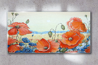 Tableau verre imprimé Un paysage floral aux couleurs pastel