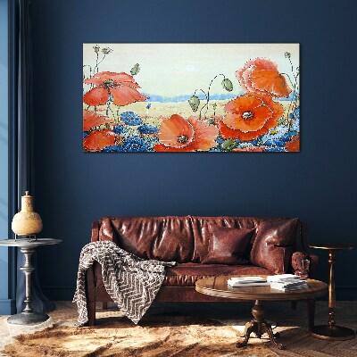 Tableau verre imprimé Un paysage floral aux couleurs pastel