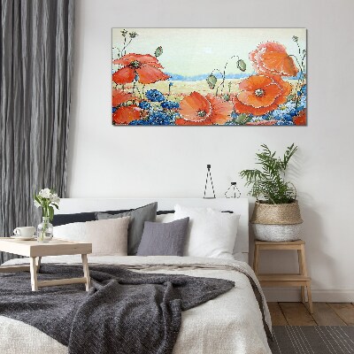 Tableau verre imprimé Un paysage floral aux couleurs pastel