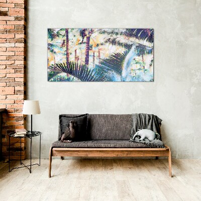 Tableau sur verre Paysage tropical aux couleurs pastel