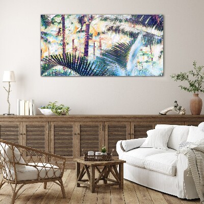 Tableau sur verre Paysage tropical aux couleurs pastel