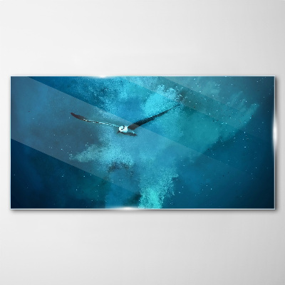 Tableau photo sur verre Un oiseau dans l'espace bleu