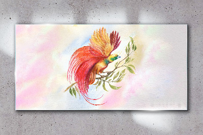 Tableau sur verre Un oiseau coloré sur une branche