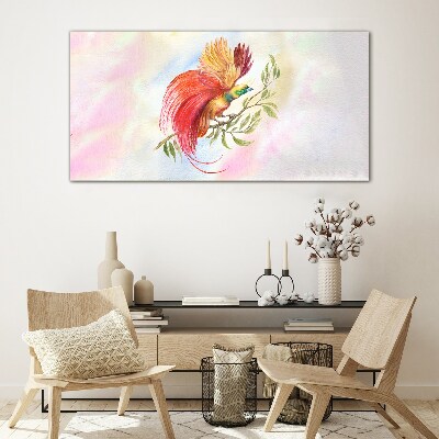 Tableau sur verre Un oiseau coloré sur une branche