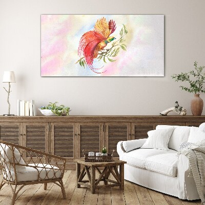 Tableau sur verre Un oiseau coloré sur une branche