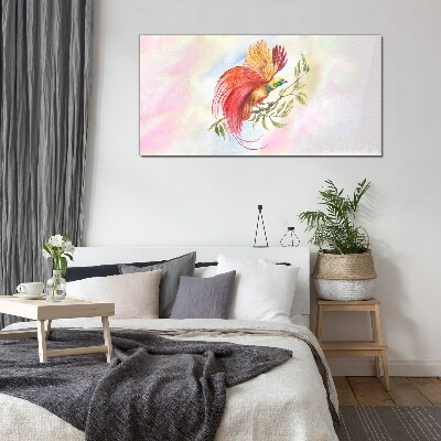 Tableau sur verre Un oiseau coloré sur une branche