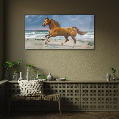 Tableau imprimé sur verre Cheval au galop par un artiste inconnu