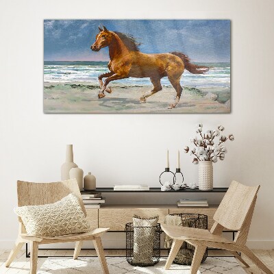 Tableau imprimé sur verre Cheval au galop par un artiste inconnu