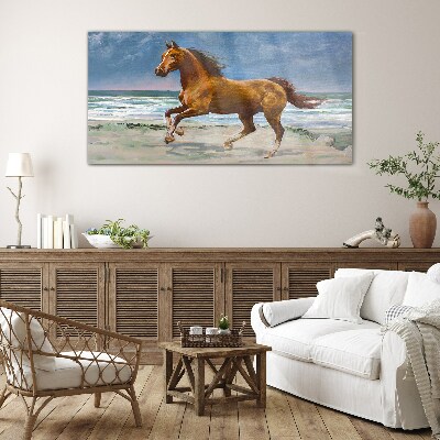 Tableau imprimé sur verre Cheval au galop par un artiste inconnu