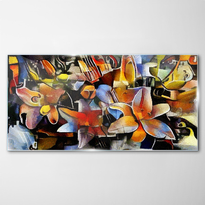 Tableau verre imprimé Abstraction florale aux couleurs intenses