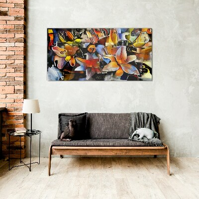 Tableau verre imprimé Abstraction florale aux couleurs intenses
