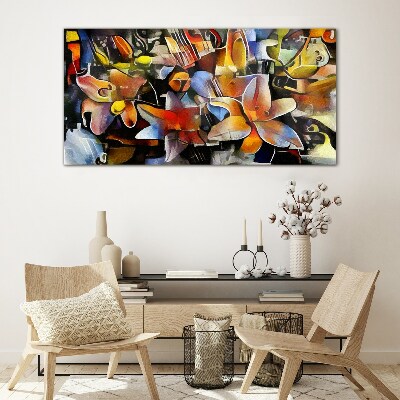 Tableau verre imprimé Abstraction florale aux couleurs intenses