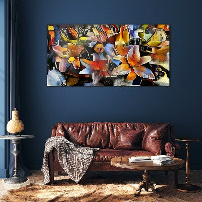 Tableau verre imprimé Abstraction florale aux couleurs intenses